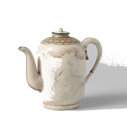 Theepot met kraanvogel, zilverreiger en servetwerk, AK-MAK-814